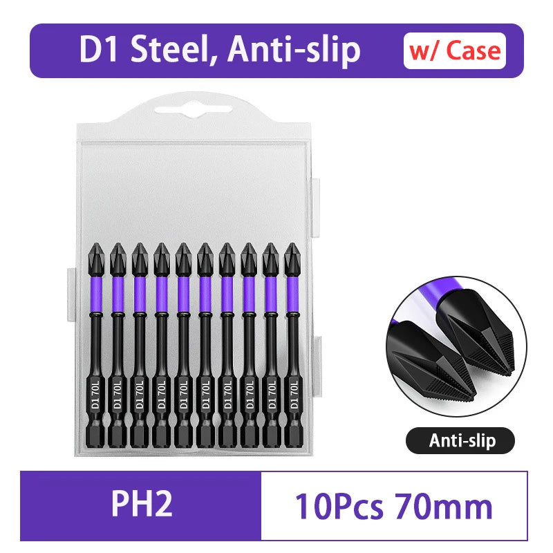 Magnetic Impact Phillips Bit Anti-Slip Long Screwdriver Bit Set Hex Shank Cross Impact Driver Bit for Power Drilling