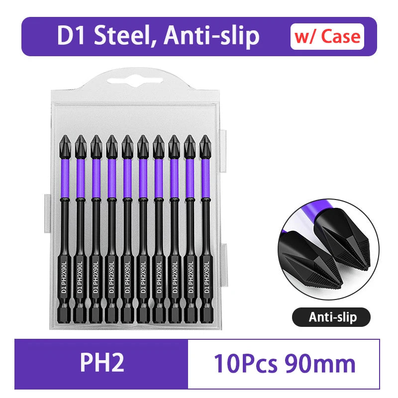 Magnetic Impact Phillips Bit Anti-Slip Long Screwdriver Bit Set Hex Shank Cross Impact Driver Bit for Power Drilling