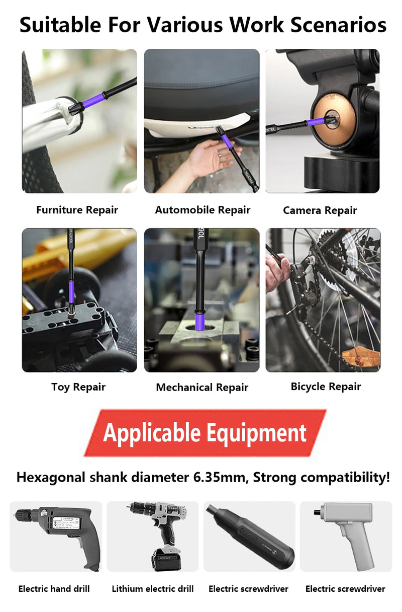 Magnetic Impact Phillips Bit Anti-Slip Long Screwdriver Bit Set Hex Shank Cross Impact Driver Bit for Power Drilling