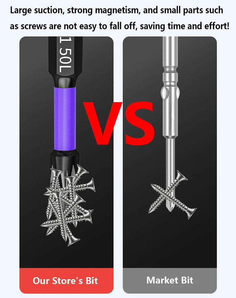 Magnetic Impact Phillips Bit Anti-Slip Long Screwdriver Bit Set Hex Shank Cross Impact Driver Bit for Power Drilling